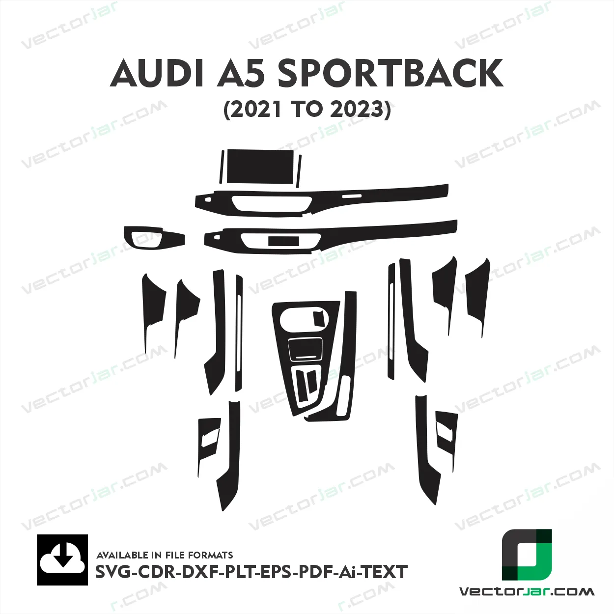 Audi A5 Sportback 2021-2023 interior PPF and wrap template vector