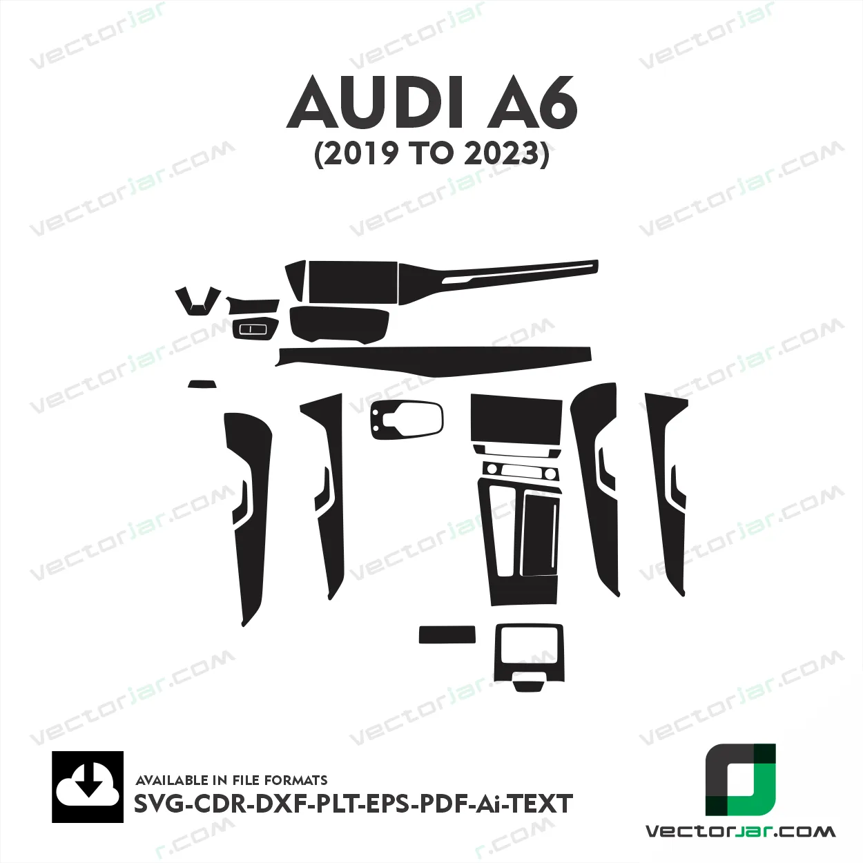Audi A6 2019 to 2023 interior PPF and wrap template vector