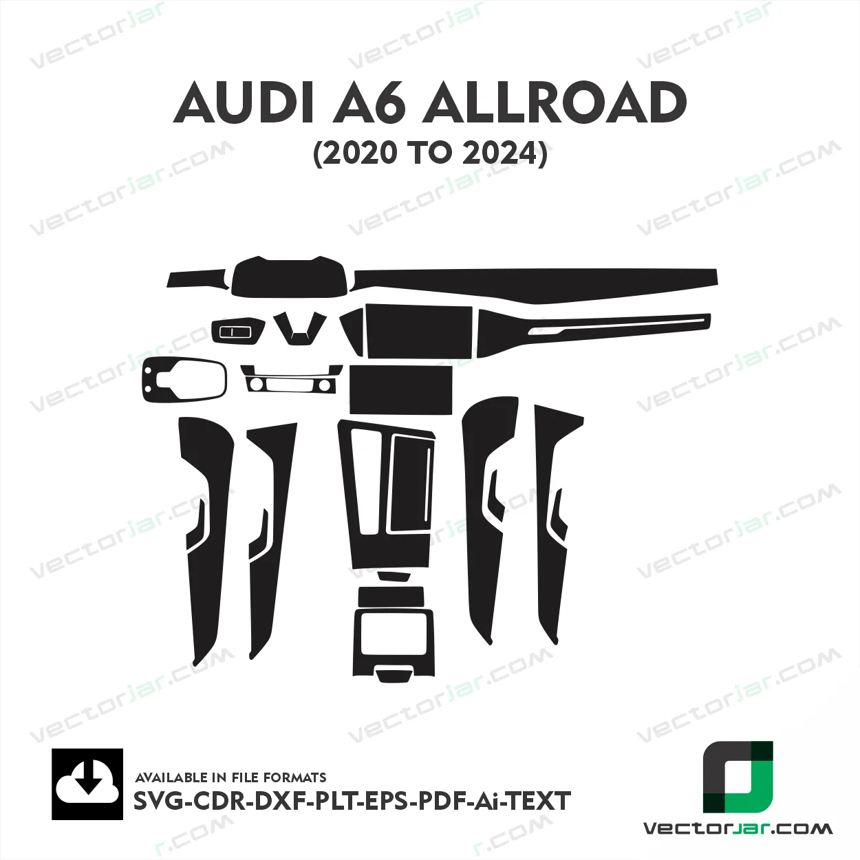 Audi A6 Allroad 2020 TO 2024 interior PPF and wrap template vector