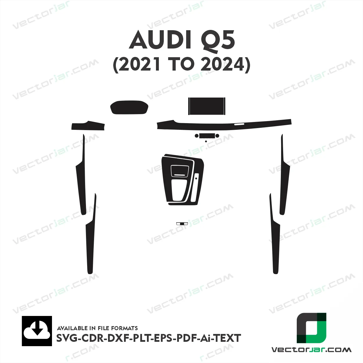 Audi Q5 2021 to 2024 interior PPF and wrap template vector