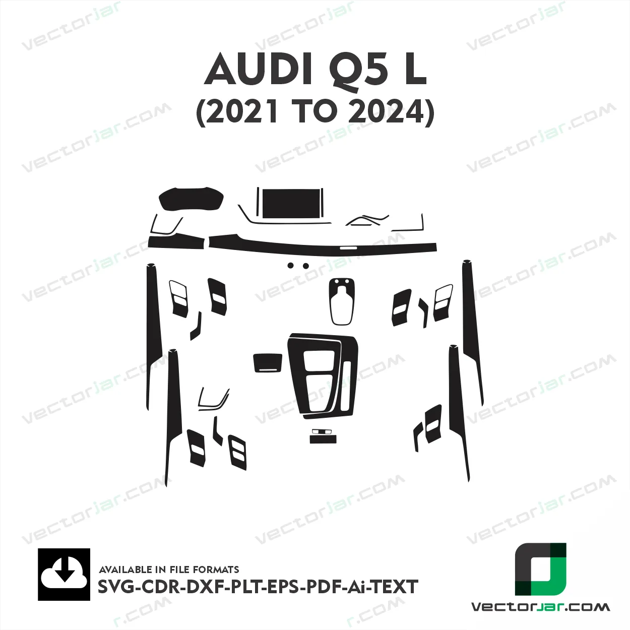 Audi Q5 L 2021 to 2024 interior PPF and wrap template vector