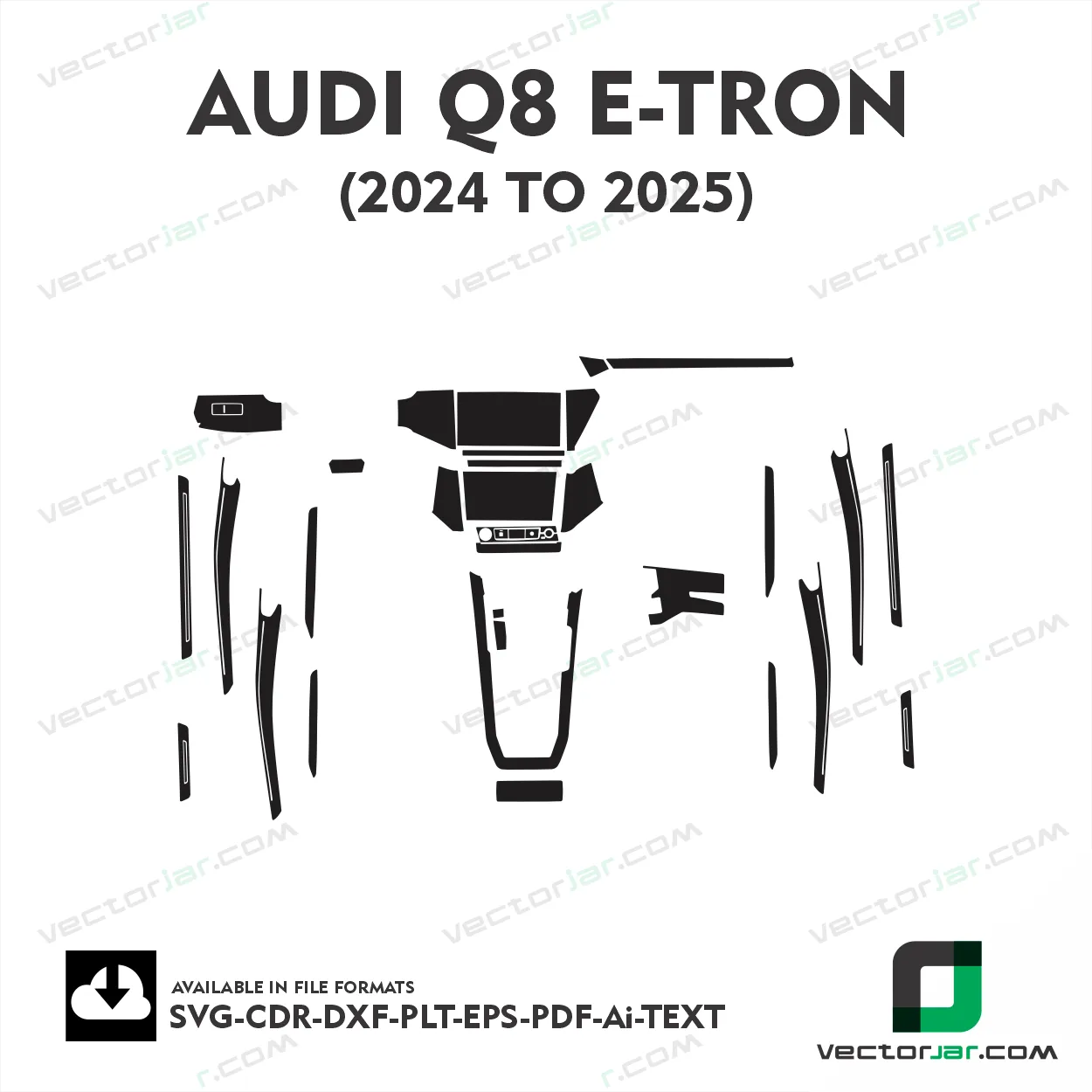 Audi Q8 e-tron 2024 to 2025 interior PPF and wrap template vector