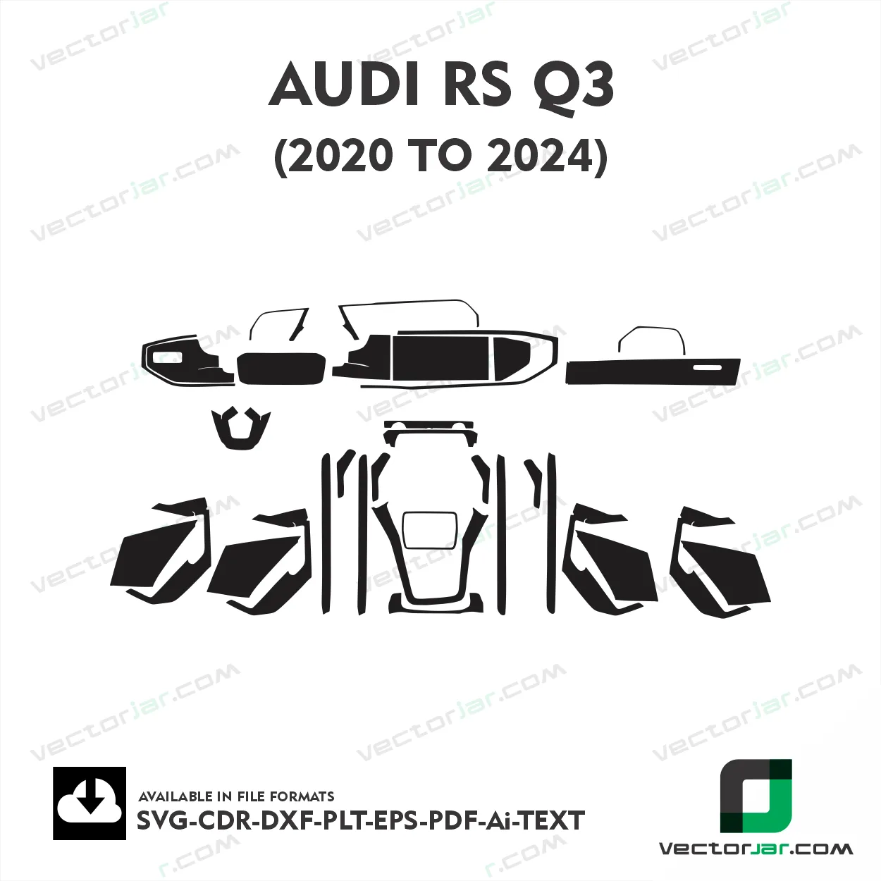 Audi RS Q3 2020 to 2024 interior PPF and wrap template vector