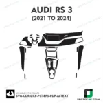 Audi RS3 2021 to 2024 interior PPF and wrap template