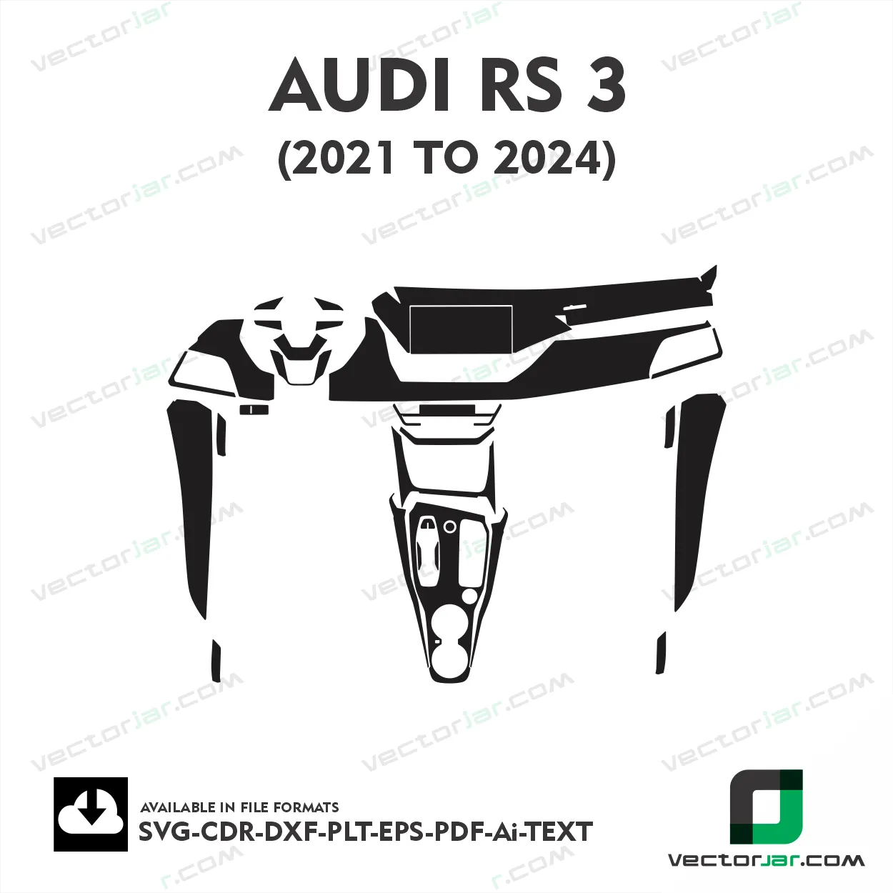 Audi RS3 2021 to 2024 interior PPF and wrap template vector