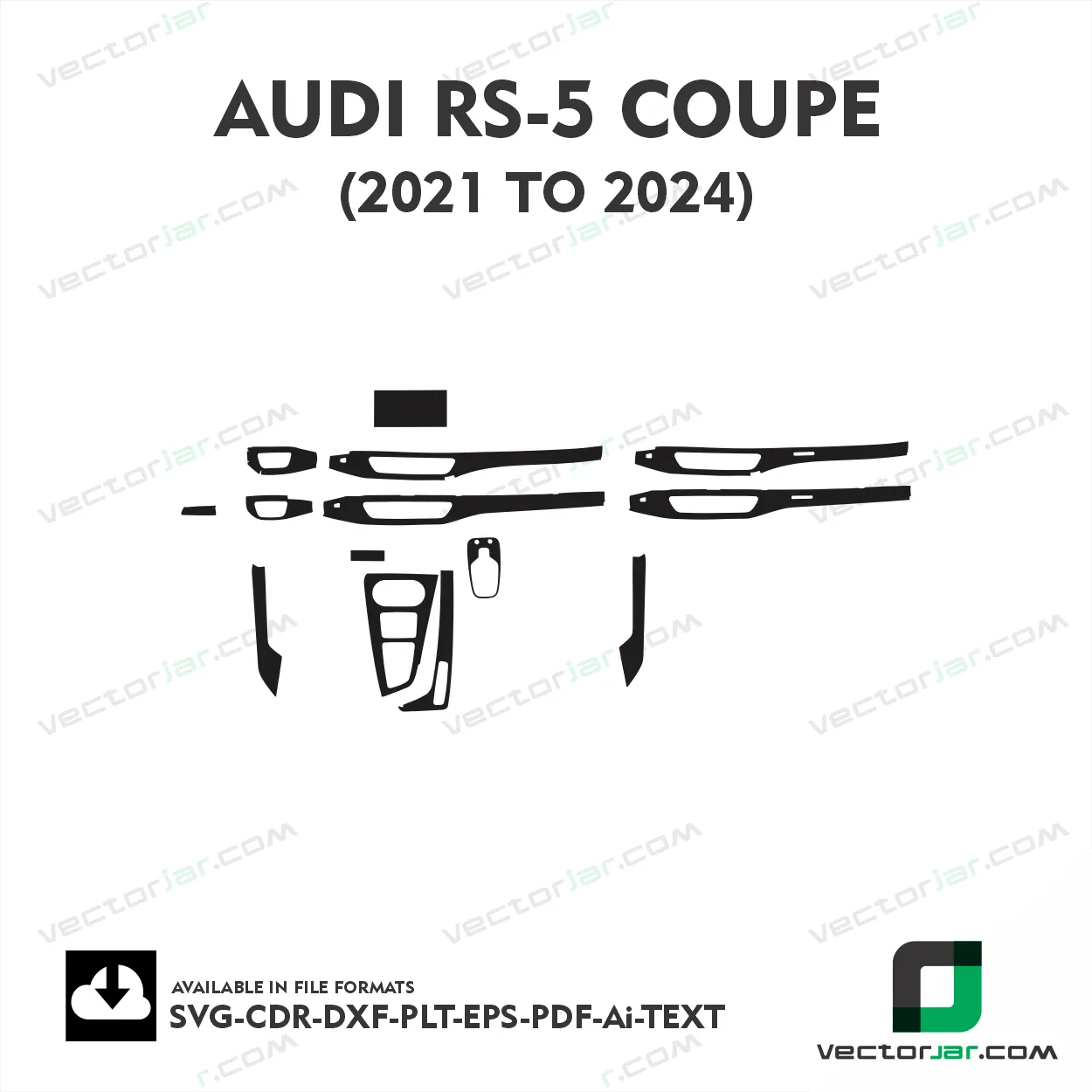 Audi RS5 Coupe 2021 to 2024 interior PPF and wrap template vector