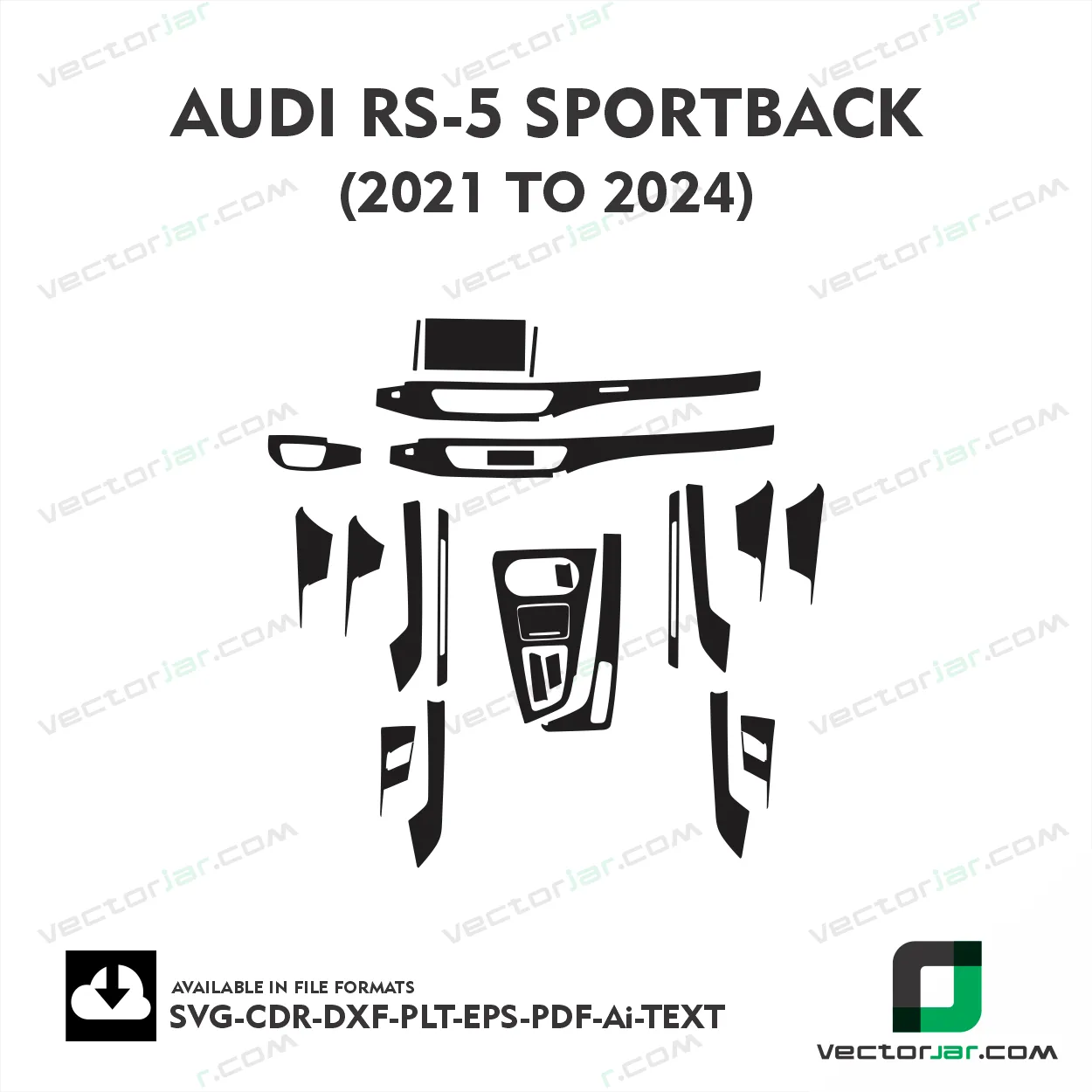 Audi RS5 Sportback 2021 to 2024 interior PPF and wrap template vector