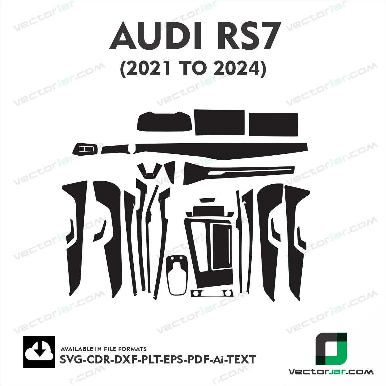 Audi RS7 2021 to 2024 interior PPF and wrap template vector