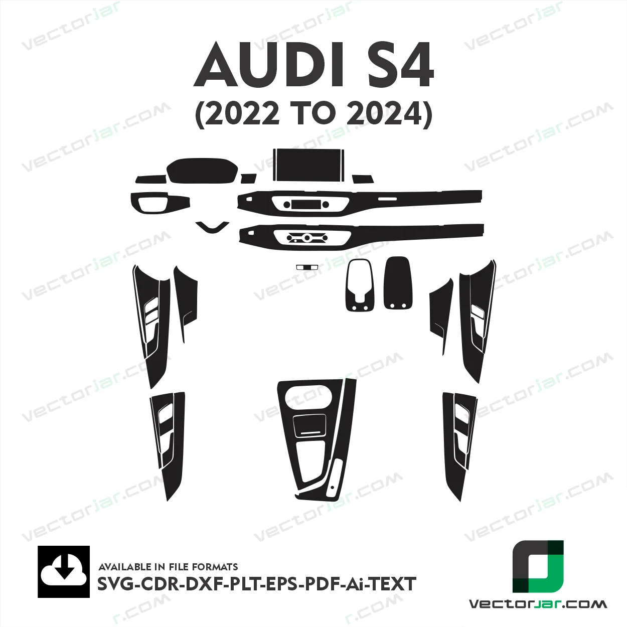 Audi S4 2022 to 2024 interior PPF and wrap template vector