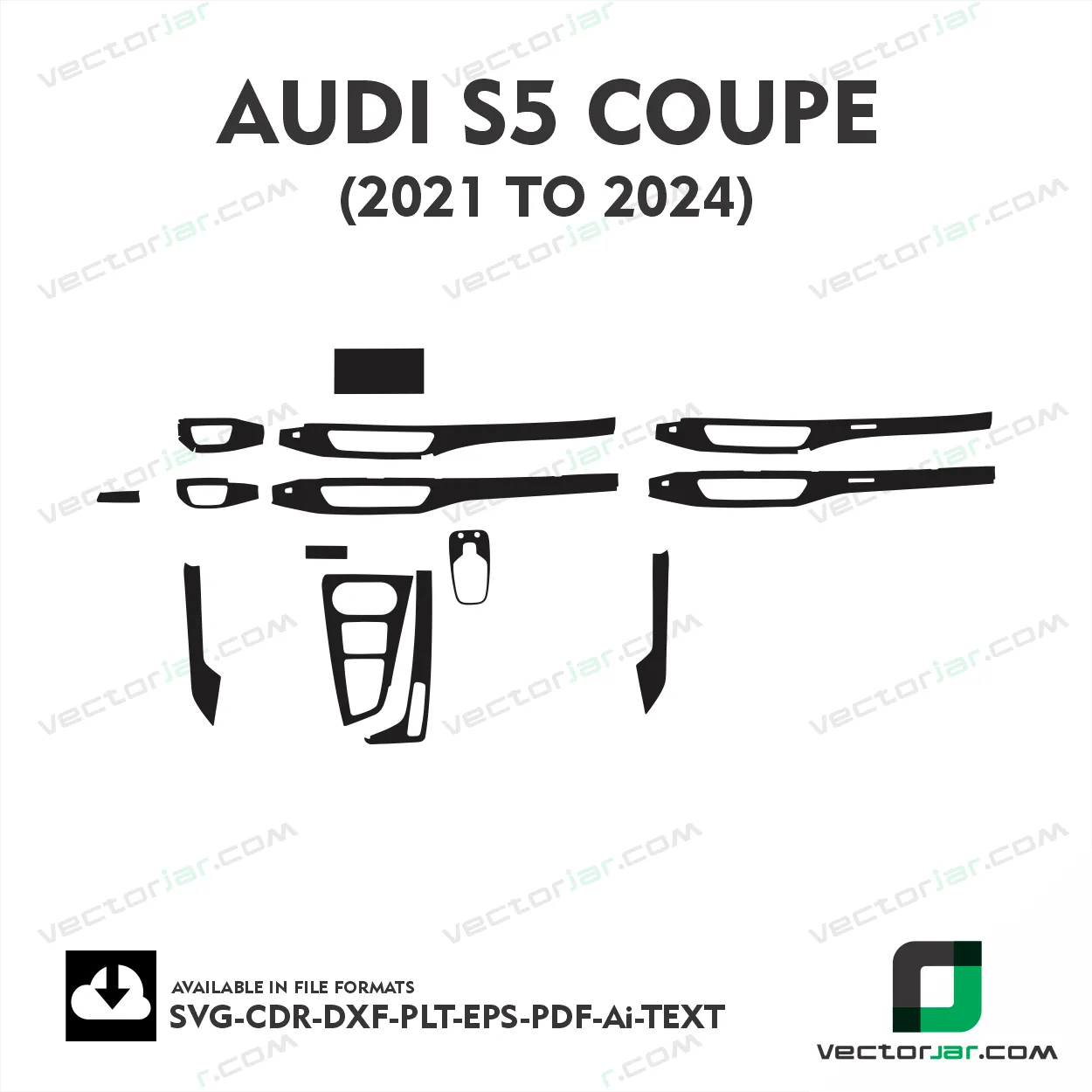Audi S5 Coupe 2021 to 2024 interior PPF and wrap template vector