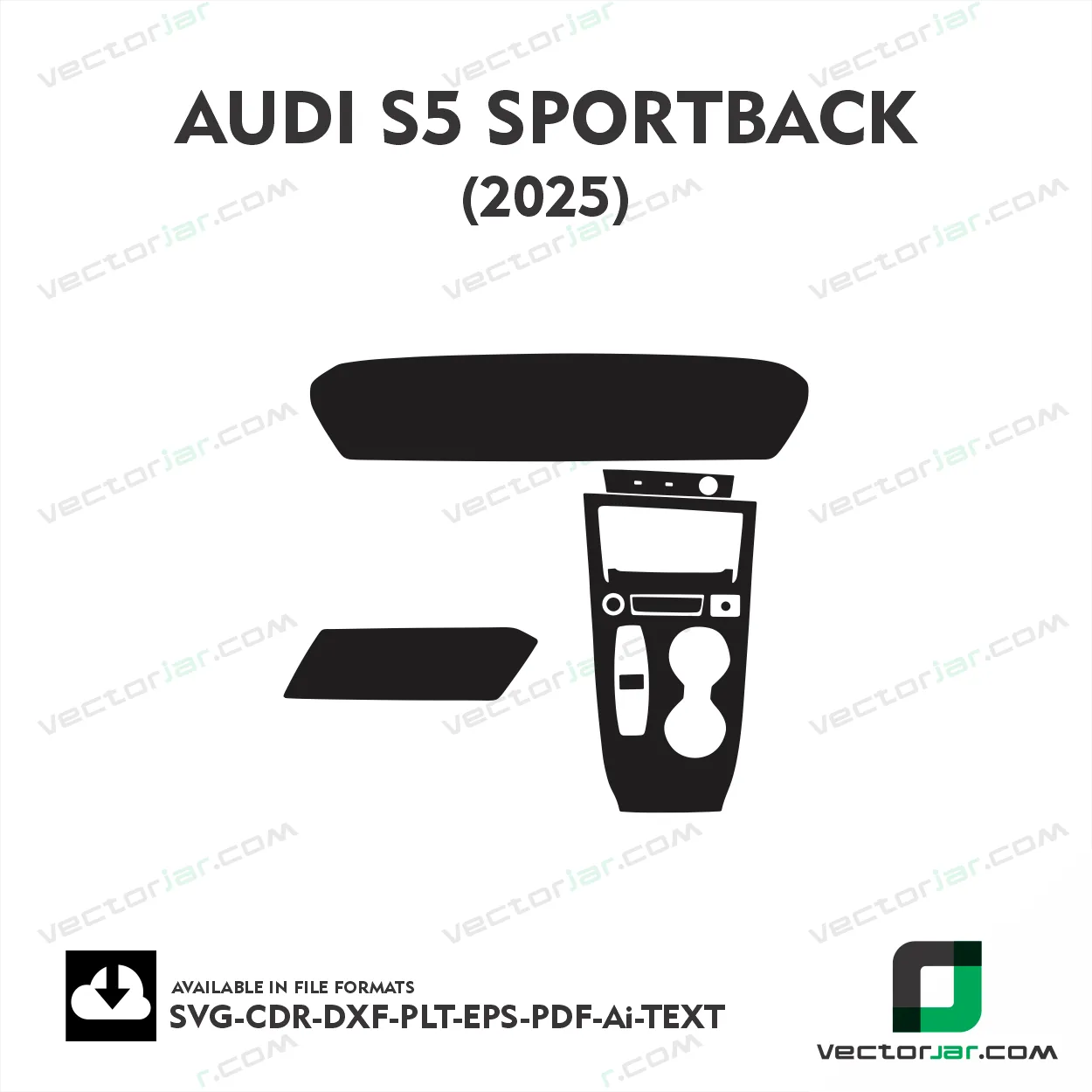 Audi S5 Sportback 2025 interior PPF and wrap template vector