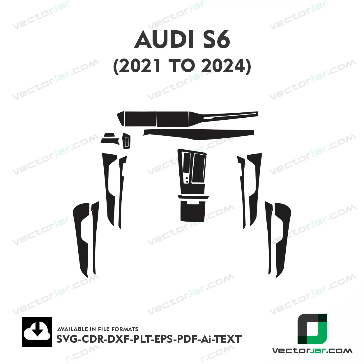 Audi S6 2021 to 2024 interior PPF and wrap template vector
