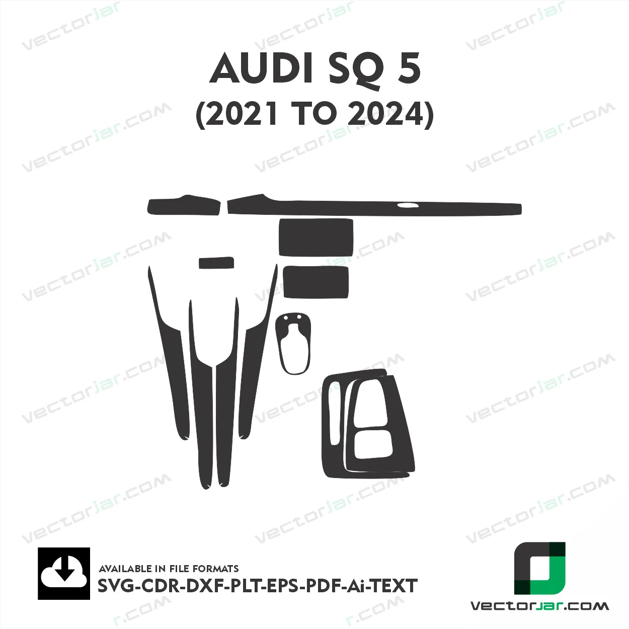 Audi SQ5 2021 to 2024 interior PPF and wrap template vector