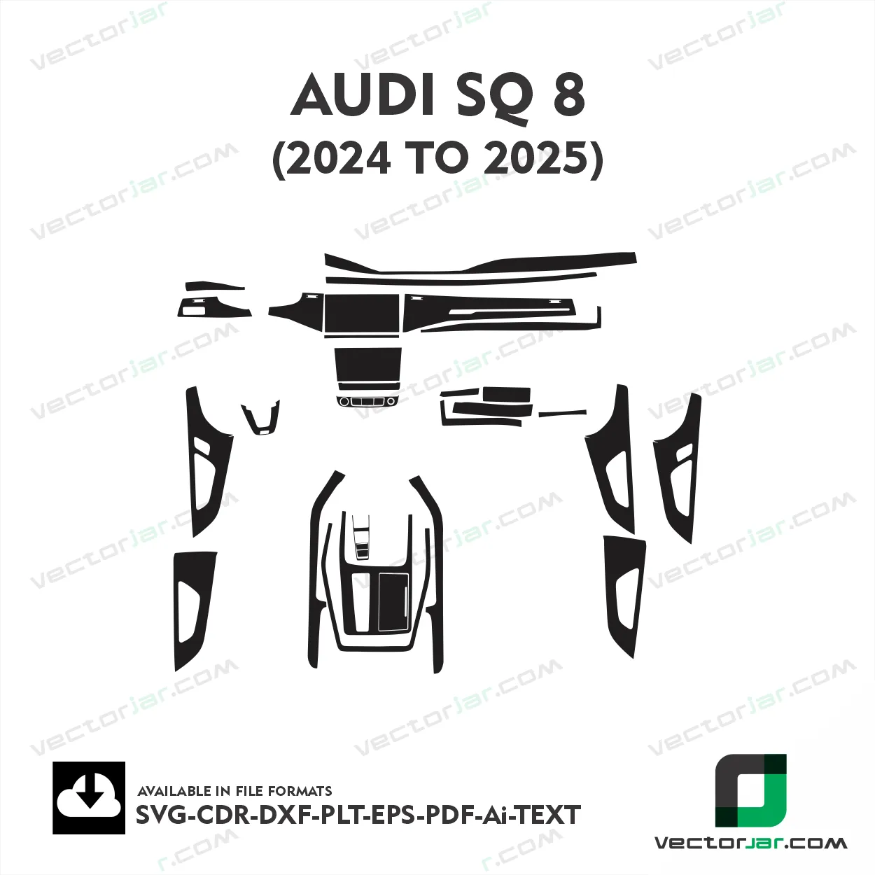 Audi SQ8 2024 to 2025 interior PPF and wrap template vector