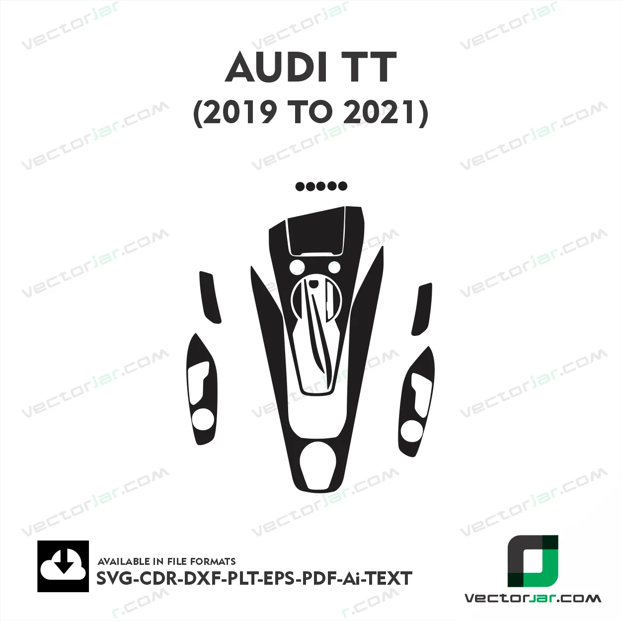 Audi TT 2019 to 2021 interior PPF and wrap template vector