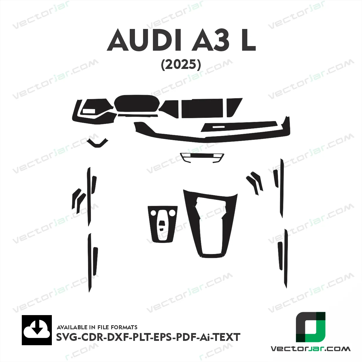 AUDI A3L 2025 interior PPF and wrap template vector