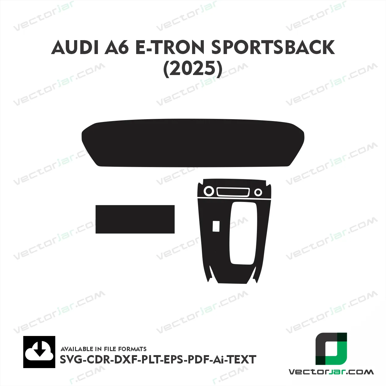 Audi A6 e-tron Sportsback 2025 interior PPF and wrap template vector
