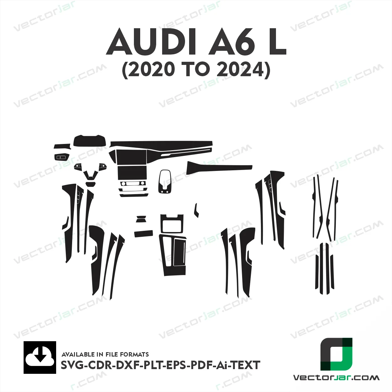 Audi A6L 2020 to 2024 interior PPF and wrap template vector