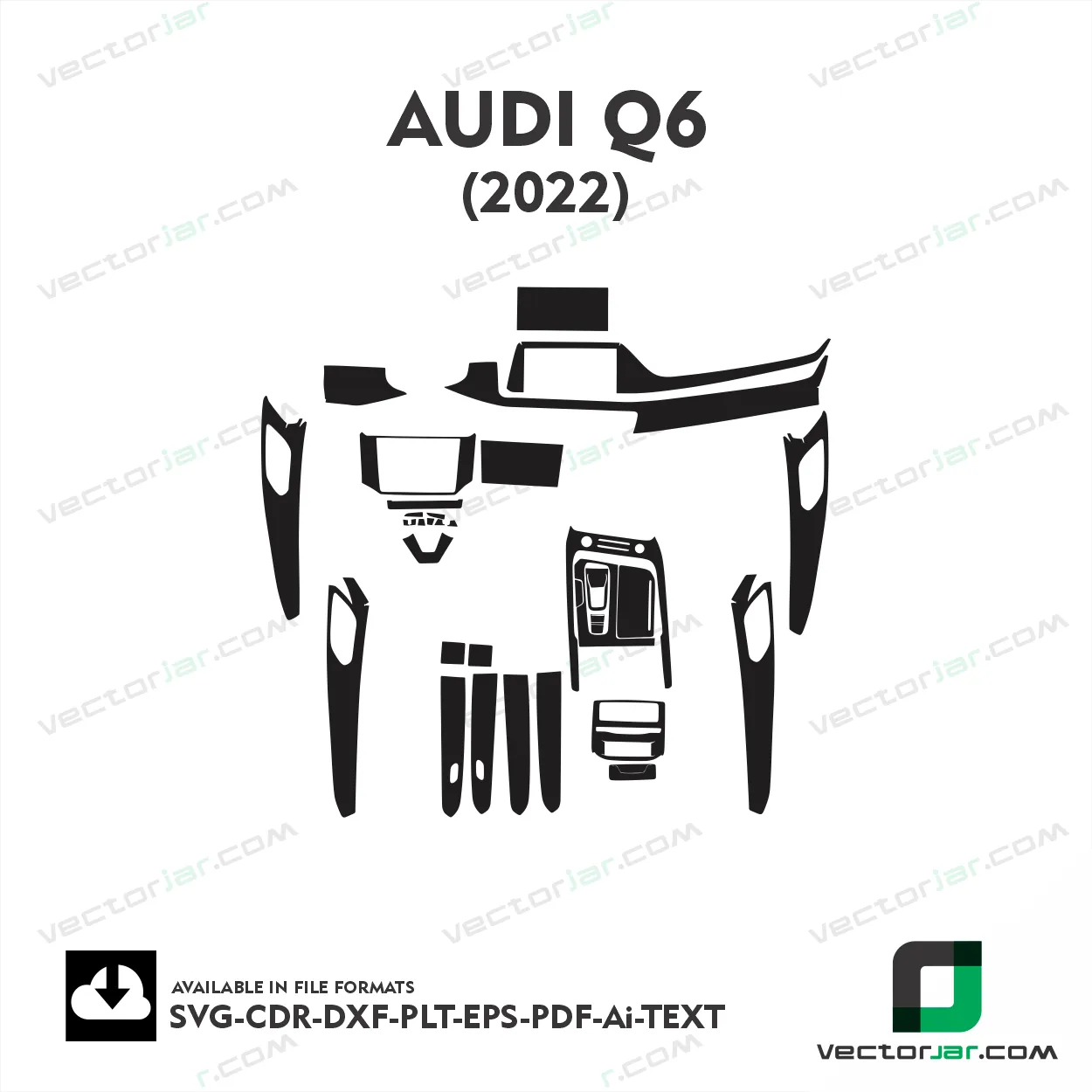 audi q6 22 interior PPF and wrap template vector