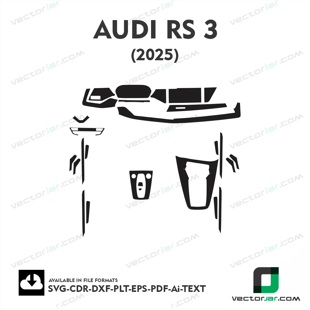 Audi RS3 2025 interior PPF and wrap template vector