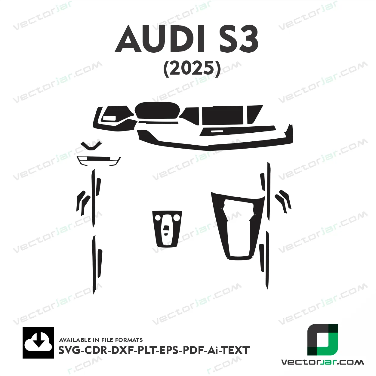 Audi S3 2025 interior PPF and wrap template vector