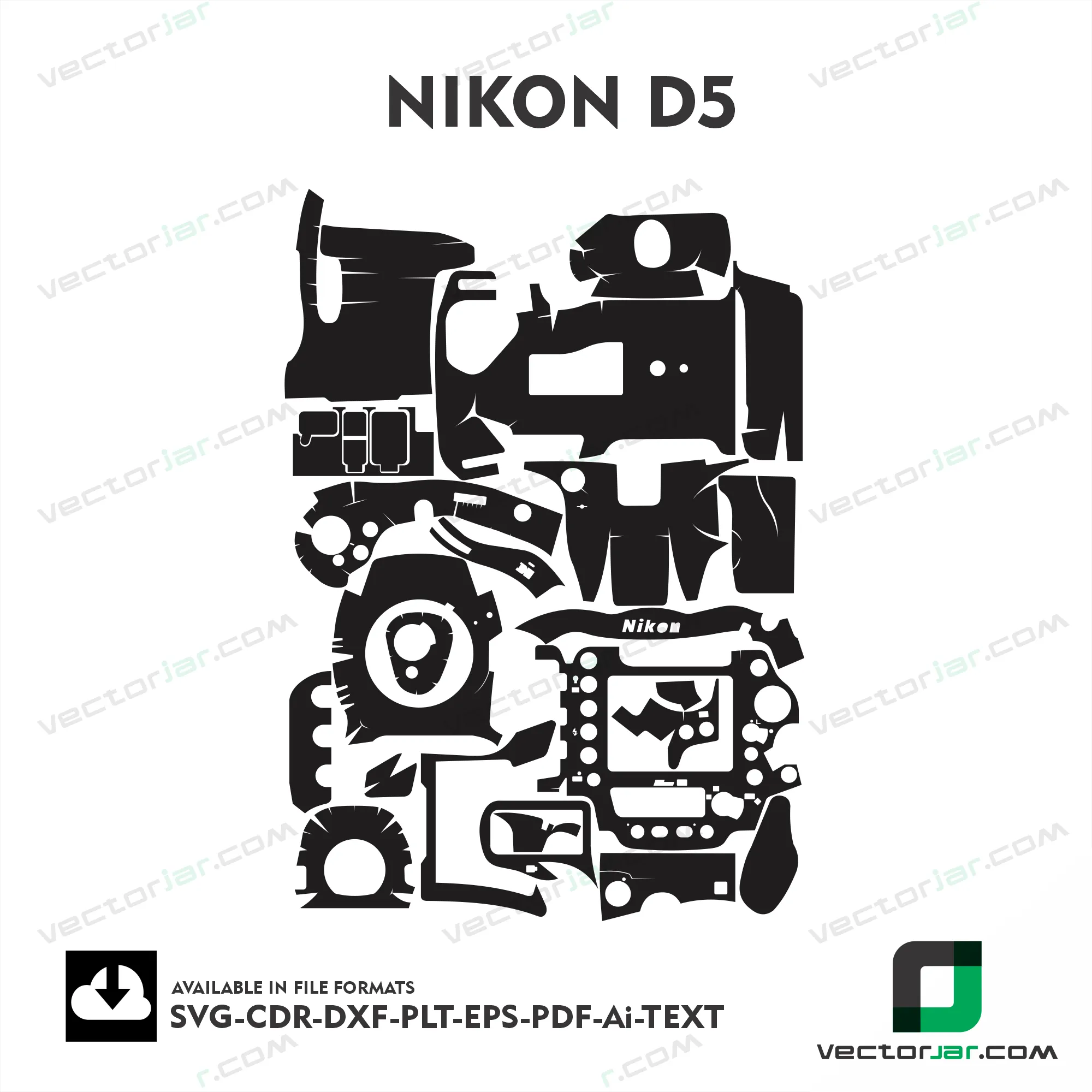 Nikon D5 skin vector template cut file
