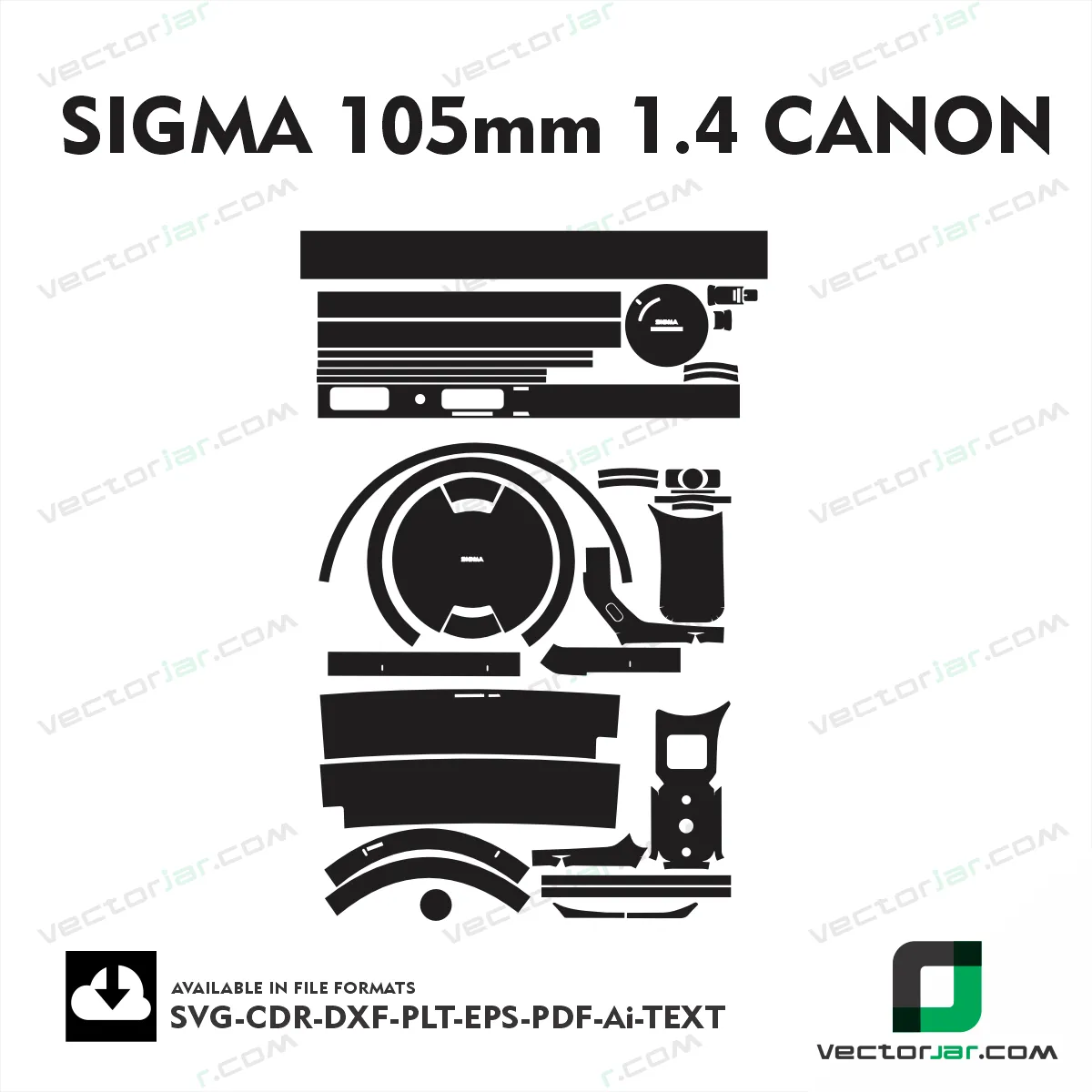 SIGMA 105mm 1.4 CANON skin vector template cut file
