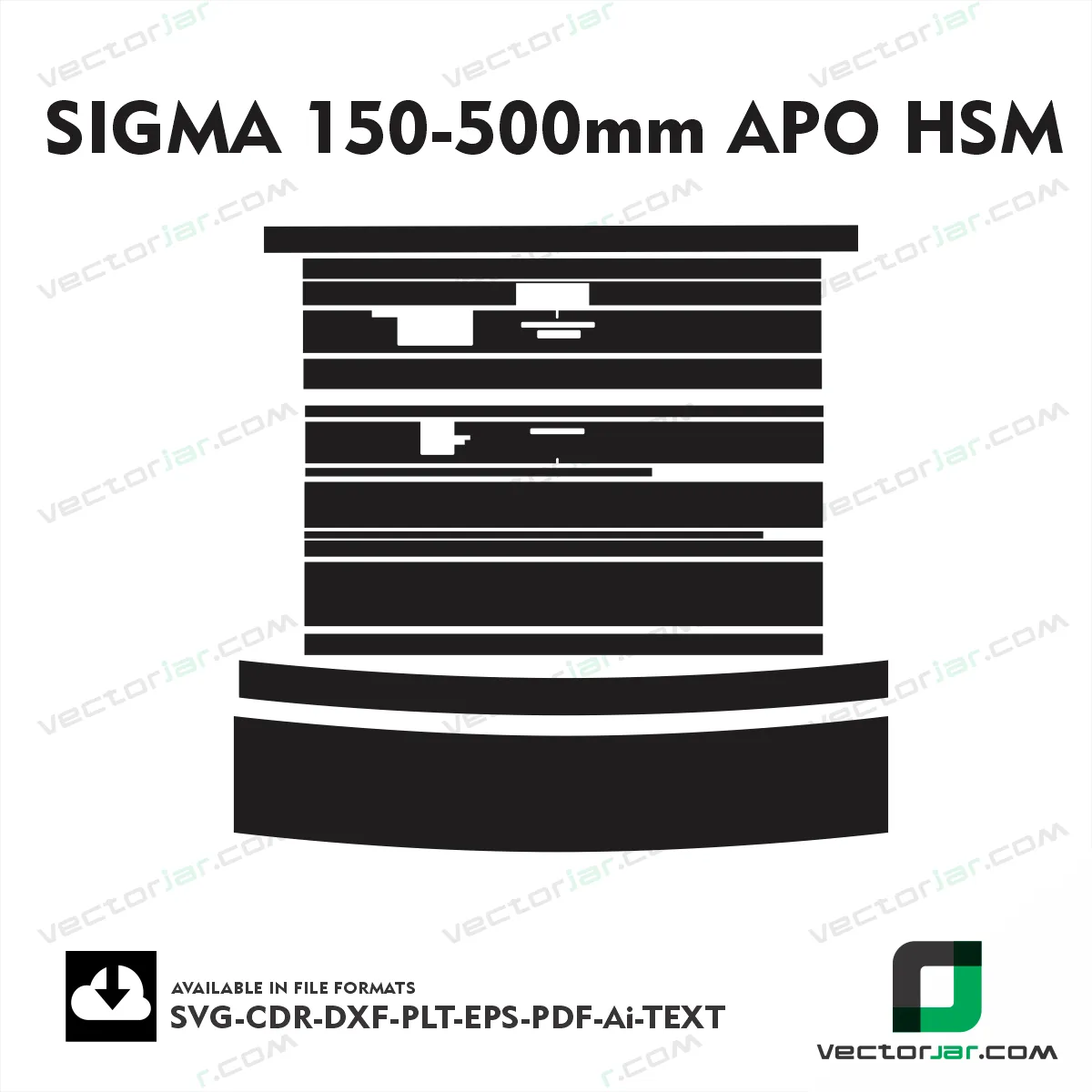Sigma 150 500mm APO HSM skin vector template cut file