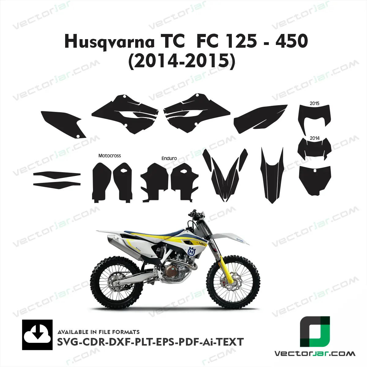 Husqvarna TC FC 125–450 2014–2015 Motocross Graphic Wrap Template – Exact Fit Vector File