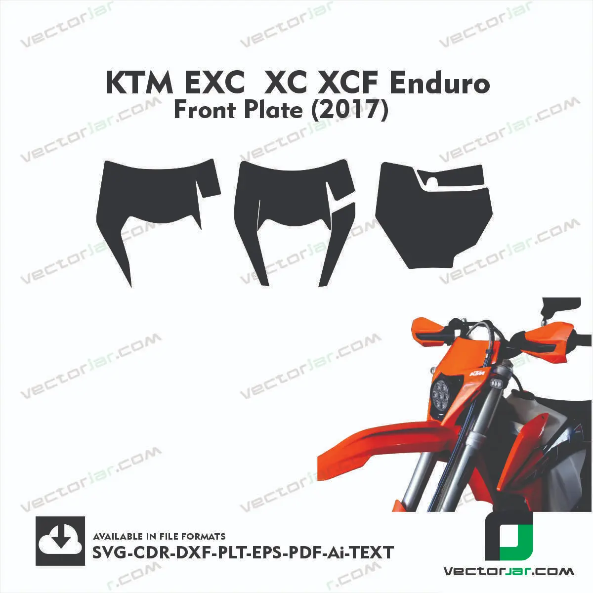 KTM EXC-XC-XCF Enduro Front Plate (2017) graphics vector template