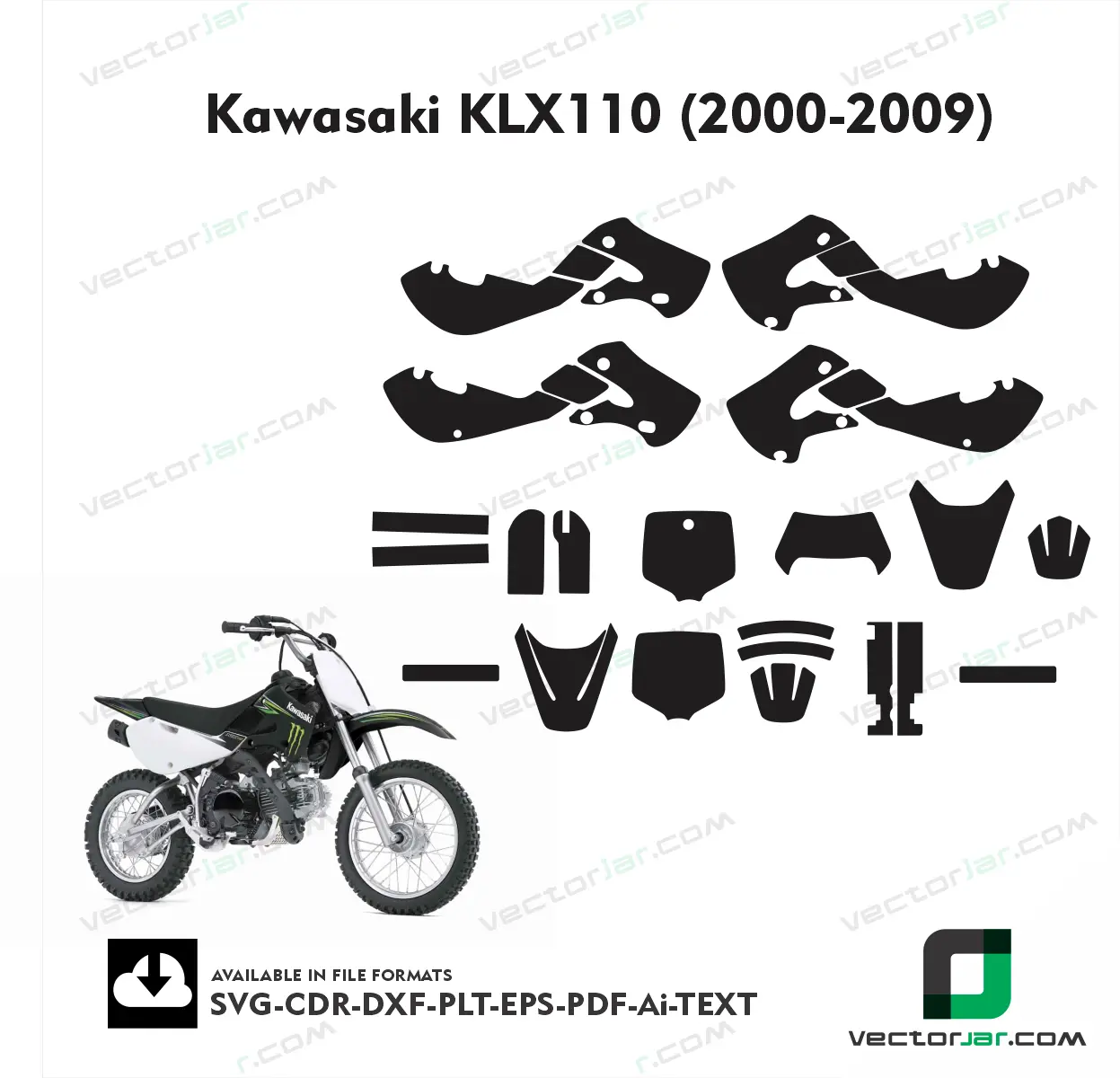 Kawasaki KLX110 (2000-2009) graphics vector template