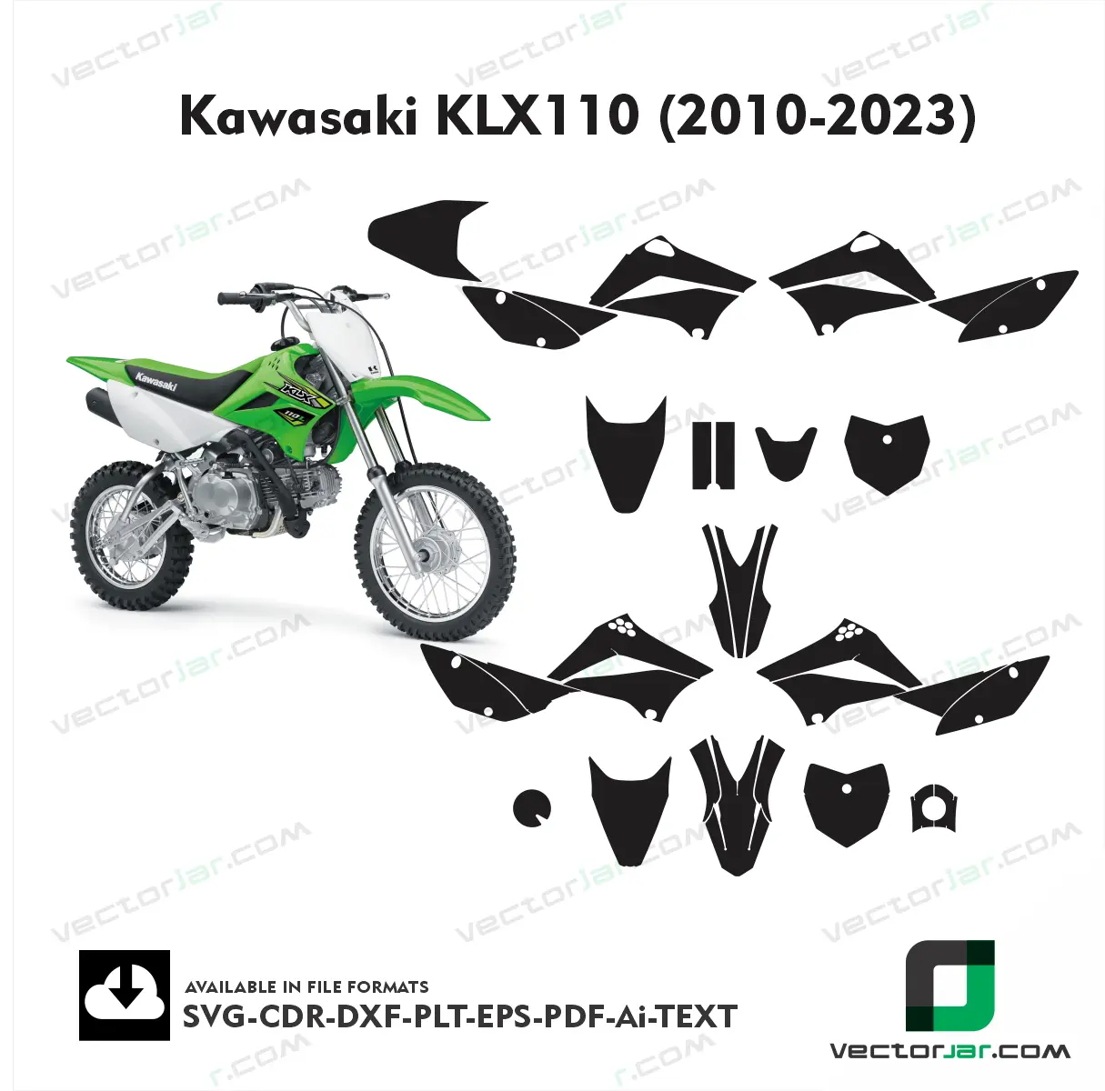Kawasaki KLX110 (2010-2023) graphics vector template