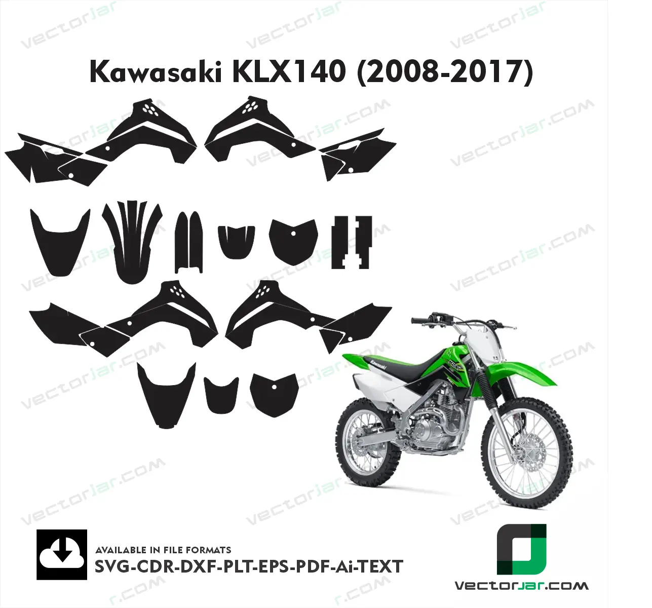 Kawasaki KLX140 (2008-2017) graphics vector template
