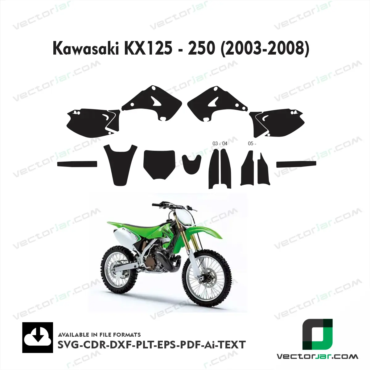 Kawasaki KX125 – 250 (2003-2008) graphics vector template