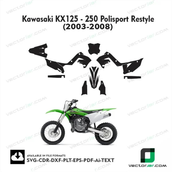 Kawasaki KX125 - 250 Polisport Restyle (2003-2008) graphics vector template