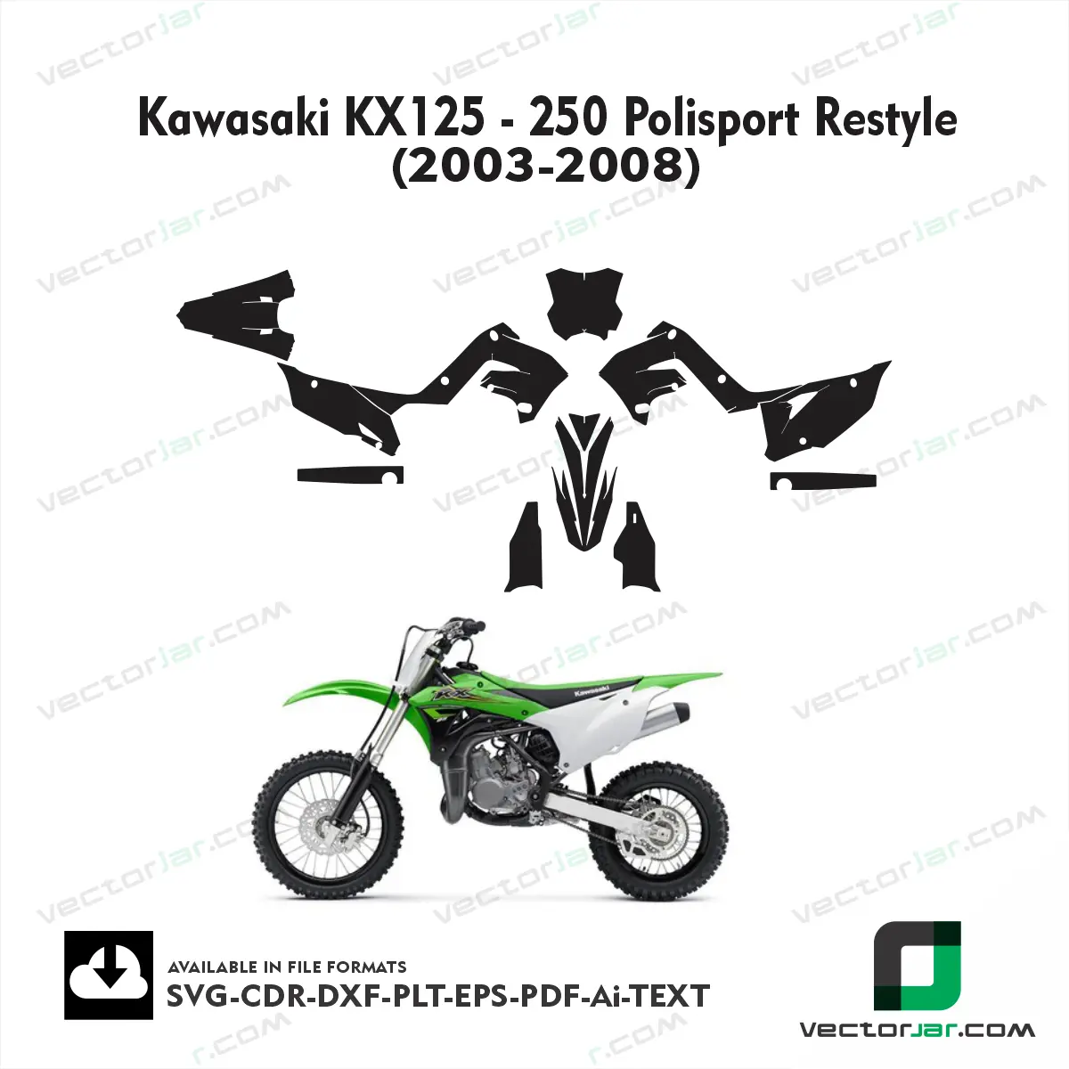 Kawasaki KX125 – 250 Polisport Restyle (2003-2008) graphics vector template
