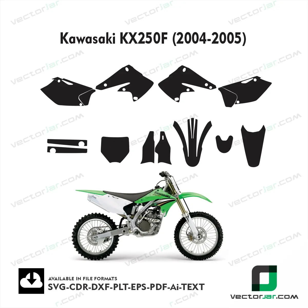 Kawasaki KX250F (2004-2005) graphics vector template