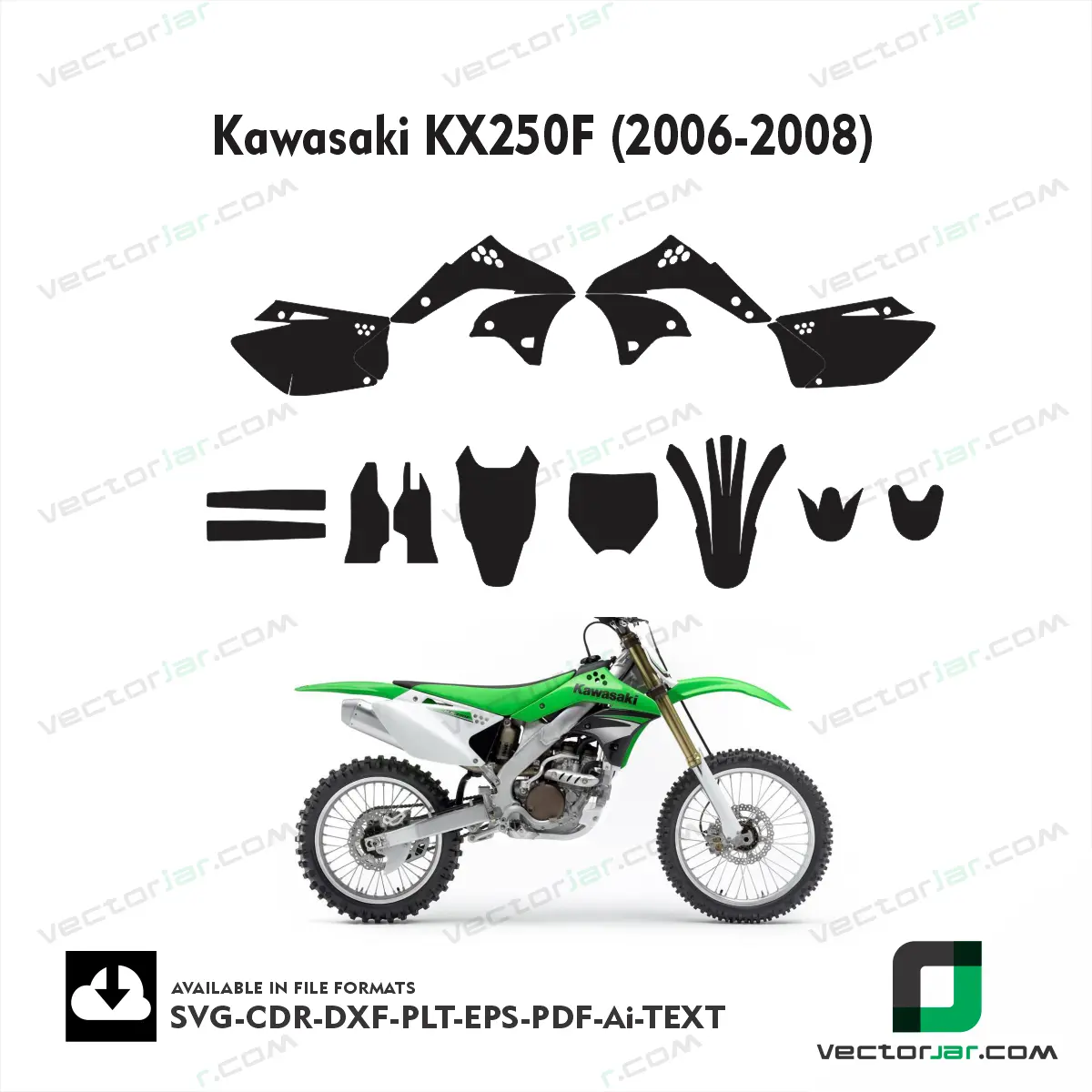 Kawasaki KX250F (2006-2008) graphics vector template