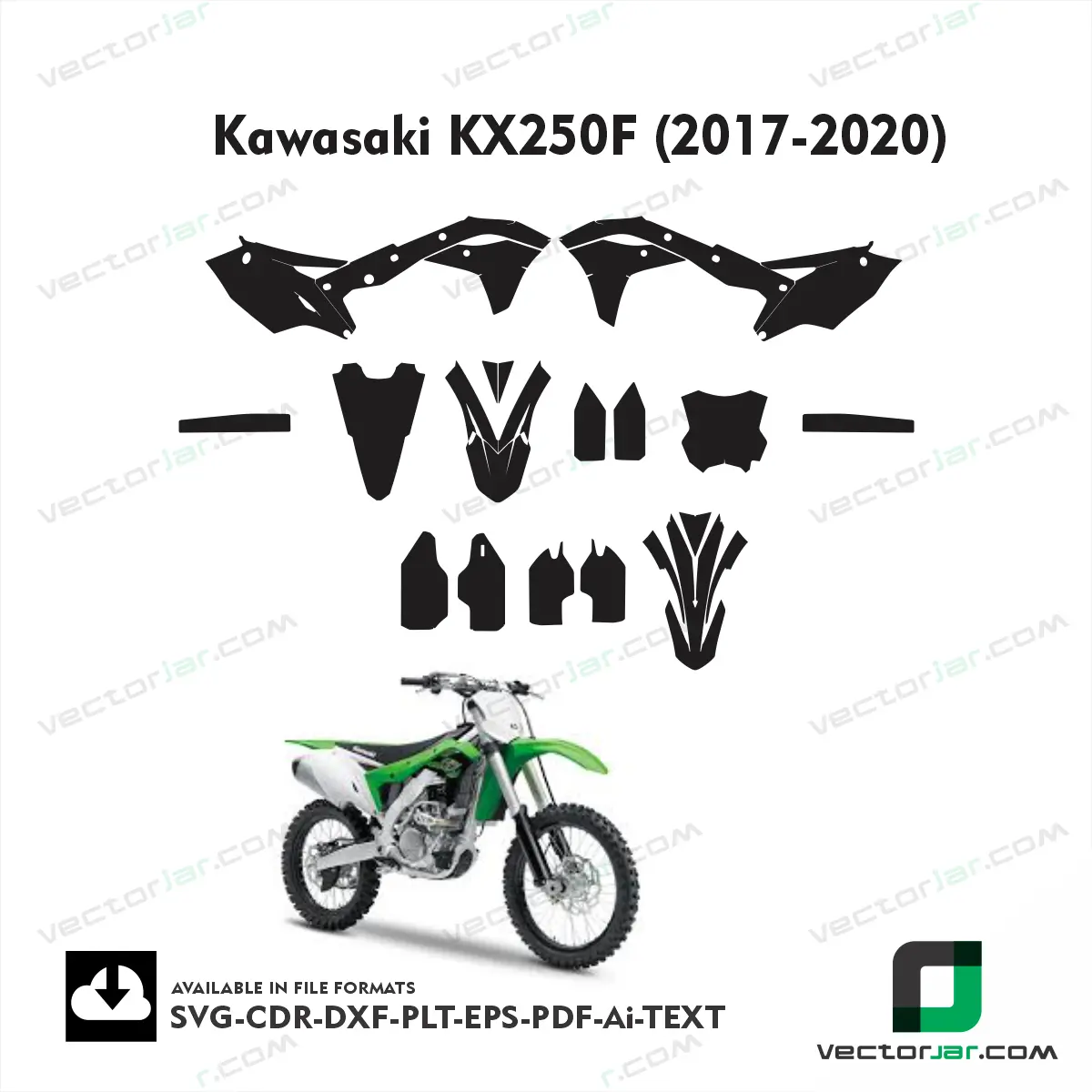 Kawasaki KX250F (2017-2020) graphics vector template