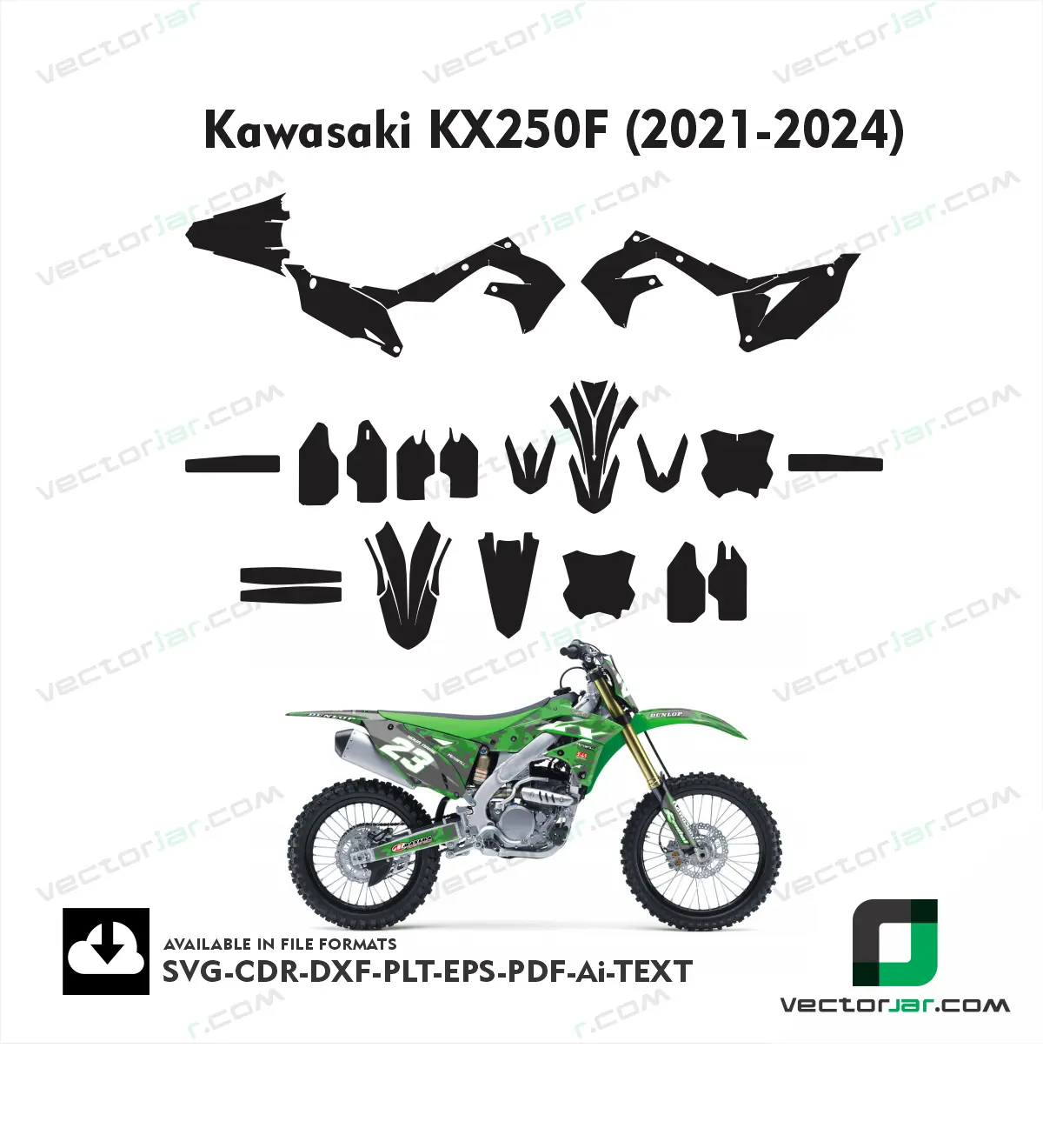 Kawasaki KX250F (2021-2024) graphics vector template