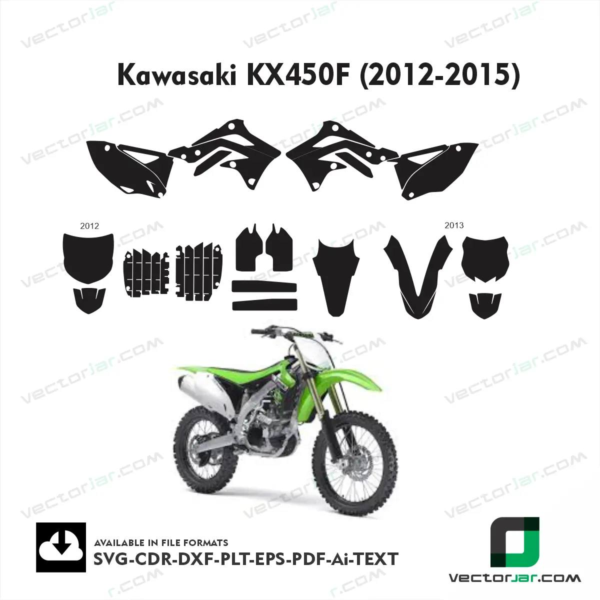 Kawasaki KX450F (2012-2015) graphics vector template