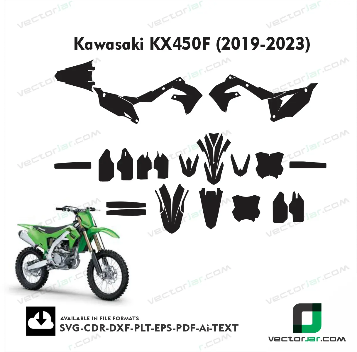 Kawasaki KX450F (2019-2023) graphics vector template