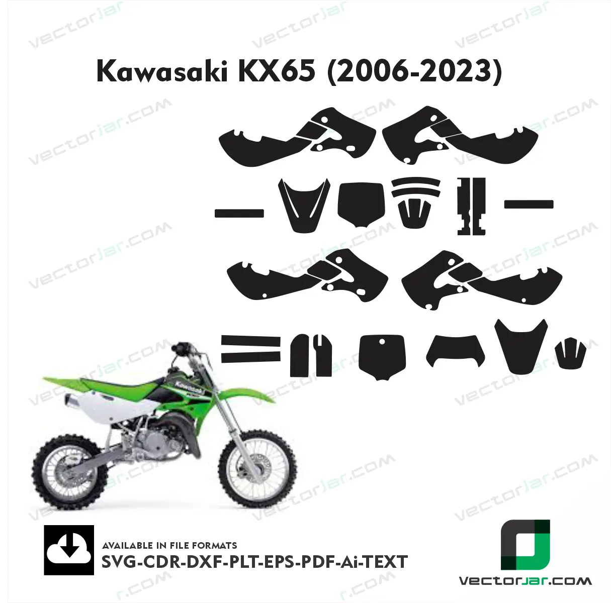 Kawasaki KX65 (2006-2023) graphics vector template