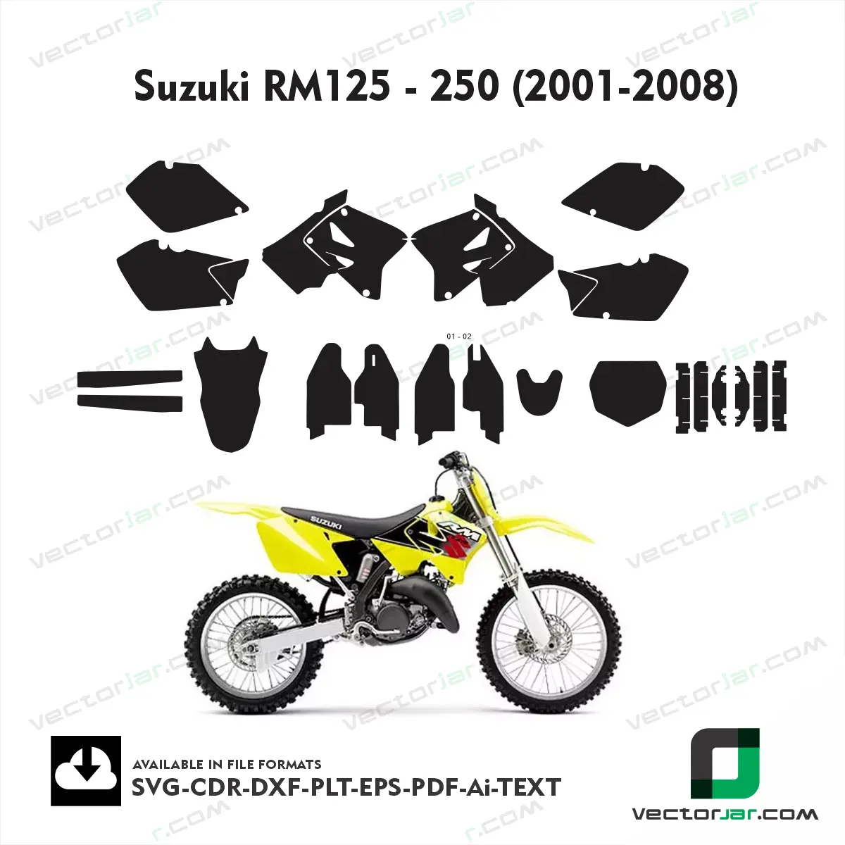 Suzuki RM125 – 250 Polisport Restyle (2001-2008) graphics vector template