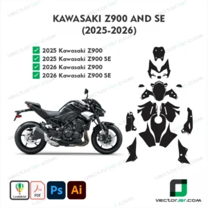 Kawasaki Z900 Z900 SE 2025-2026 PPF Vector Template