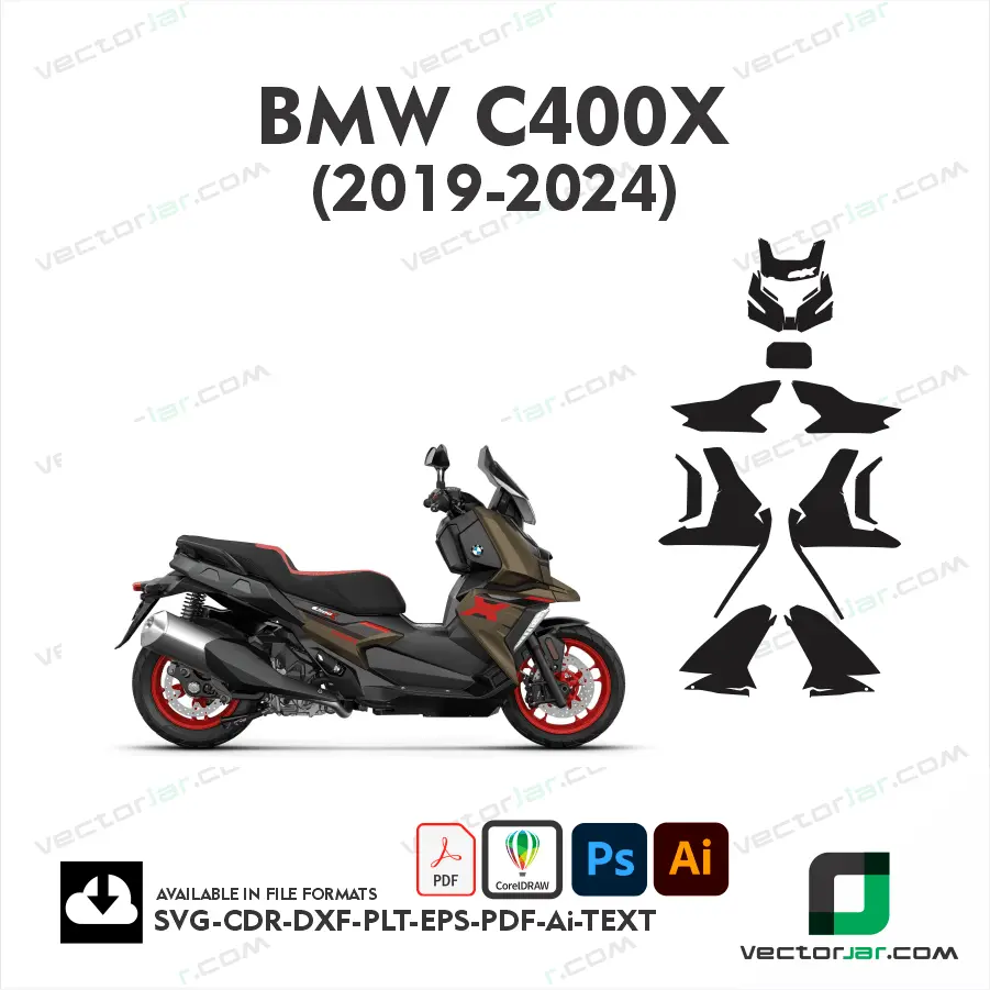 BMW C400X 2019–2024 Motorcycle PPF & Wrap Cutting Template