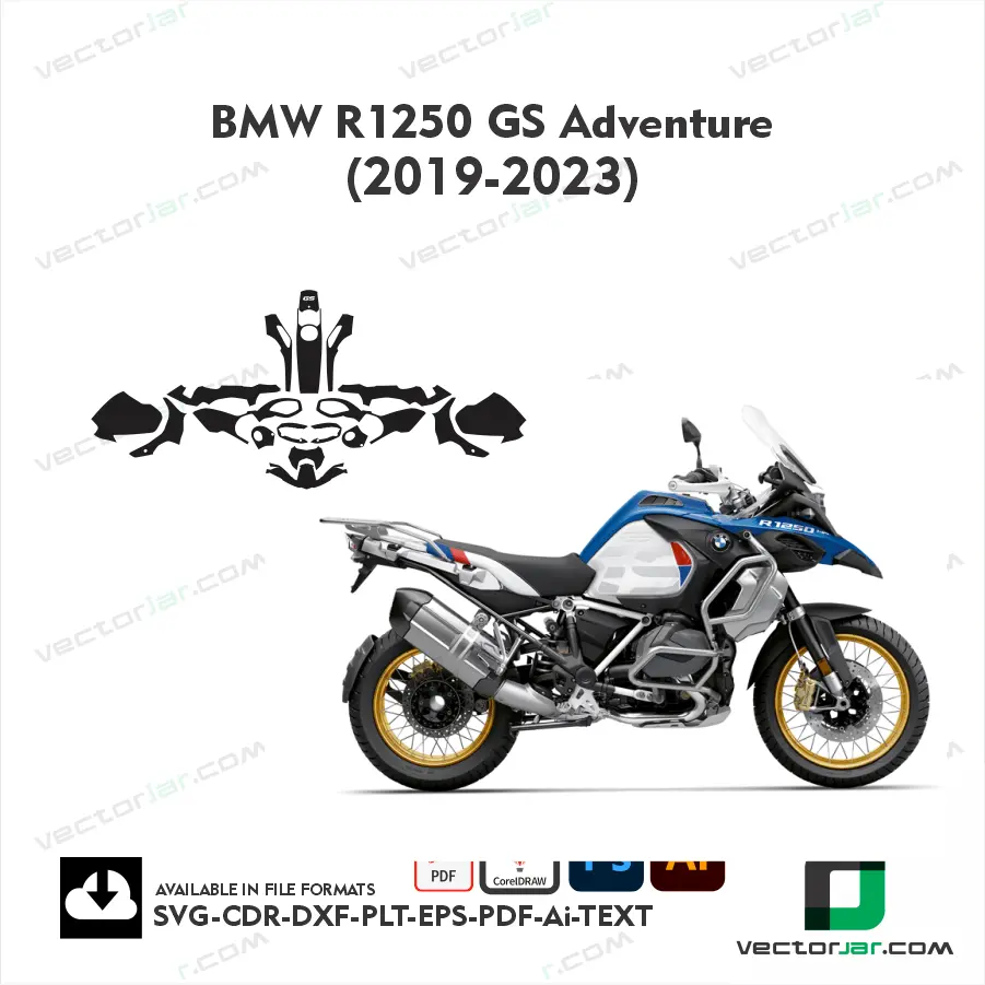 BMW R1250 GS Adventure 2019–2023 Motorcycle PPF & Wrap Cutting Template