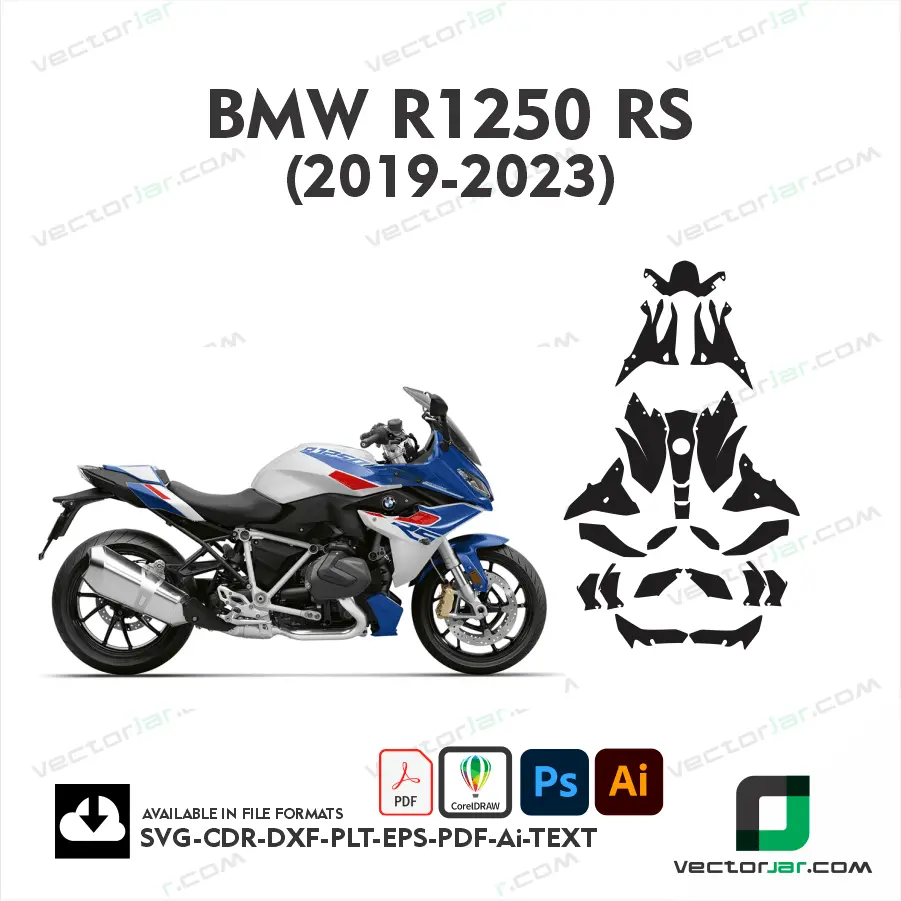 BMW R1250 RS 2019–2023 Motorcycle PPF & Wrap Cutting Template