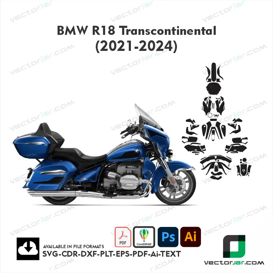 BMW R18 Transcontinental 2021–2024 Motorcycle PPF & Wrap Cutting Template
