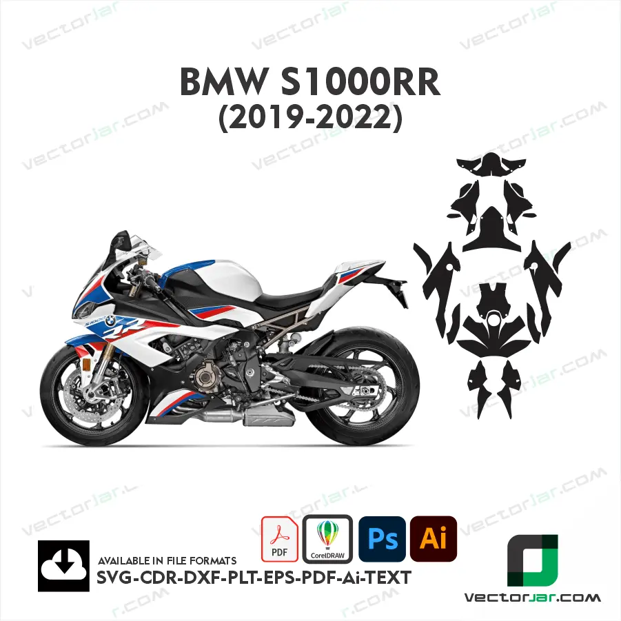 BMW S1000RR 2019–2022 Motorcycle PPF & Wrap Cutting Template